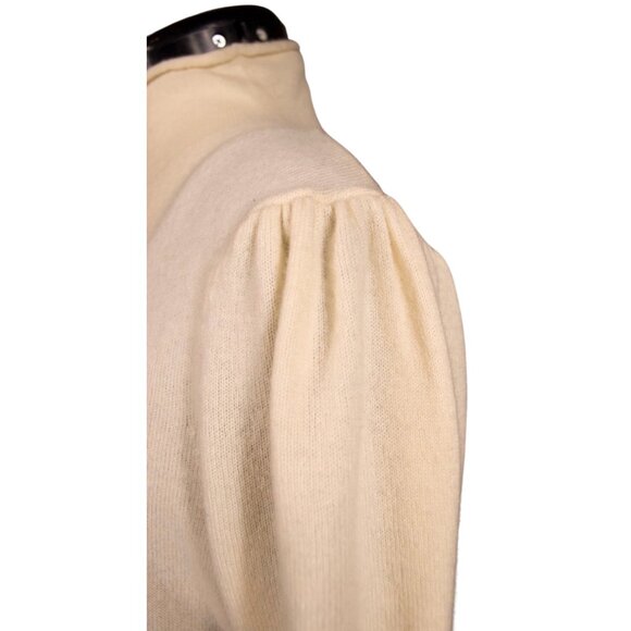 Cinq à Sept Tous Les Jours 100% Cashmere Puff Sleeve Mock Neck Sweater Size L - Picture 7 of 14